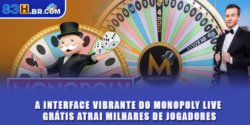 A interface vibrante do Monopoly Live grátis atrai milhares de jogadores